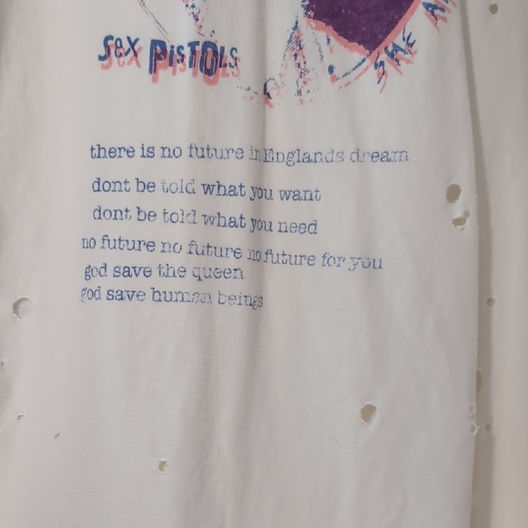 Trunk | Sex Pistols Cream And Purple Distressed Long Sleeve Cotton Tee Size XL - Picture 8 of 9